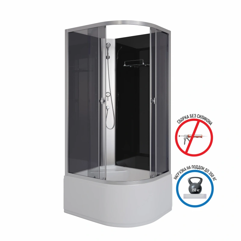Кабина душевая "Niagara Eco E100/80/40L/TN/BK" 100*80*195 стекло МАТОВОЕ  (высокий поддон) 4 места