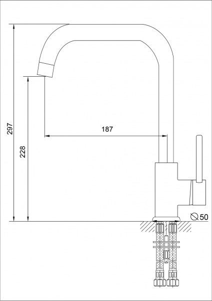 Смеситель кухня RUSANT RK563314-0-14,латунь,камень песок,картр.D35,гайка