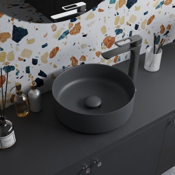 Выпуск для умывальника без перелива, серый матовый, Optima Home, ID OPHGM00i88,