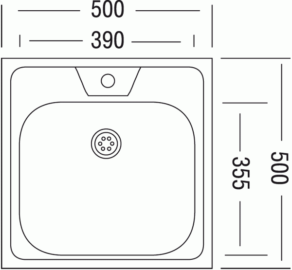 Мойка "Юкинокс" Стандарт STD500*500-5С/4C накладная (без акс)