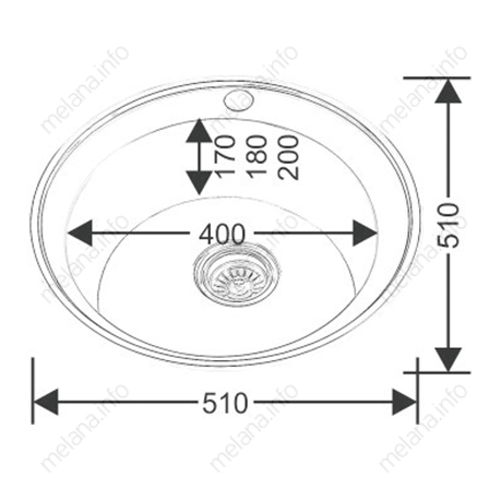 Мойка MELANA 510 N 0,6/170 врезная круглая с сифоном (018a N*15)