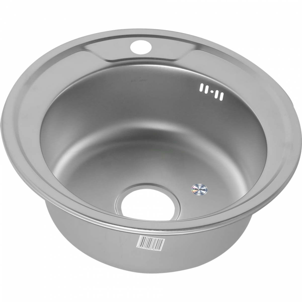 Мойка MELANA 490  0,8 /180 врезная круглая матовая с сифоном (002/2М*15) / (252/2)(*17) 490х490х180