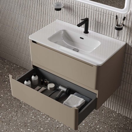 Тумба с умывальником, подвесная, 80 см, капучино, Edifice, ID EDI80C0i95K,