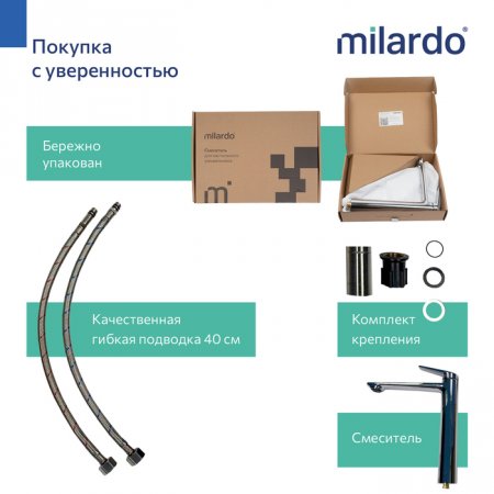 Смеситель для настольного умывальника, хром глянцевый, Leap, MI LEASB01M01,