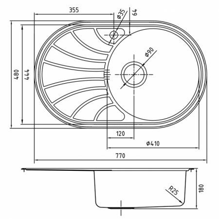Мойка "IDDIS" SUN77SRi77, 770*480, чаша справа, шелк