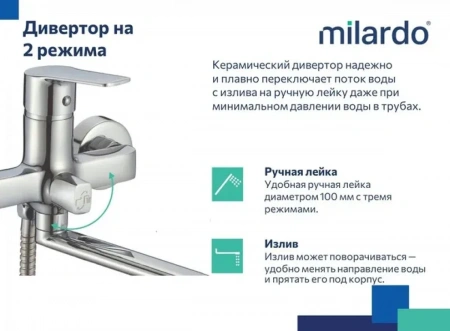 Смеситель ванны MILARDO "Helic" HELSB02M02