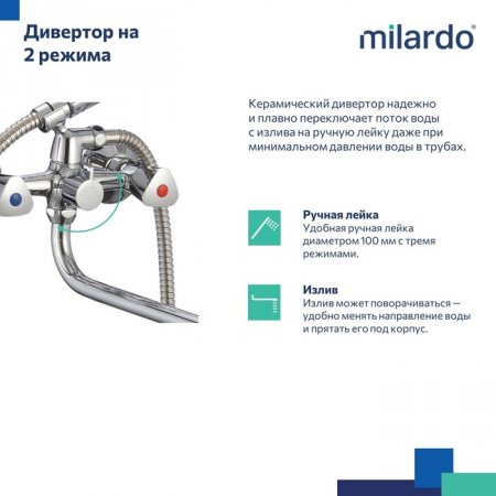 Смеситель для ванны с длинным изливом, Tring, MI TRISB02M10,