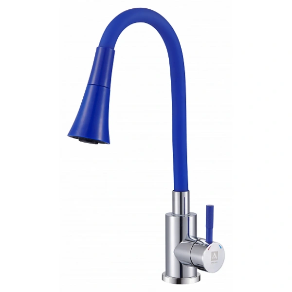 Смеситель кухни ARGO "SOLID 3512 blue" синий,  излив, шар, сталь