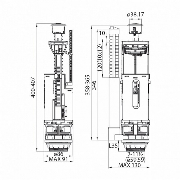 Арматура "IDDIS F012400-01K тип А" НП 2-кнопка