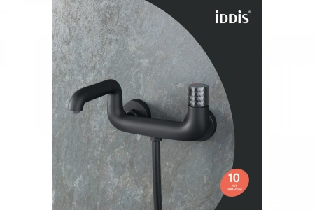 Смеситель ванны c управлением Push Control IDDIS "Twist" черный матовый TWIBLBTi02WA