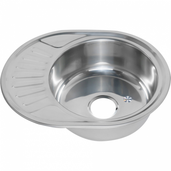 Мойка MELANA U 5745  0,8 /180 врезная овальная с сифоном (125 ta*12) 570х450х180
