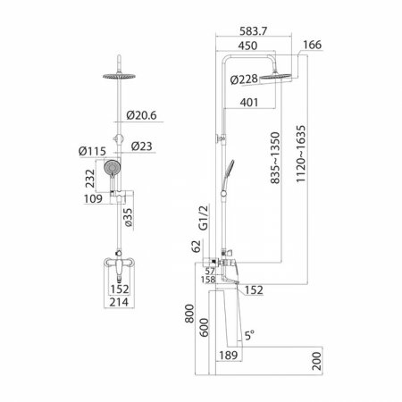 Смеситель для ванны с верхним душем "IDDIS" Optima Home OPTSB3FI06