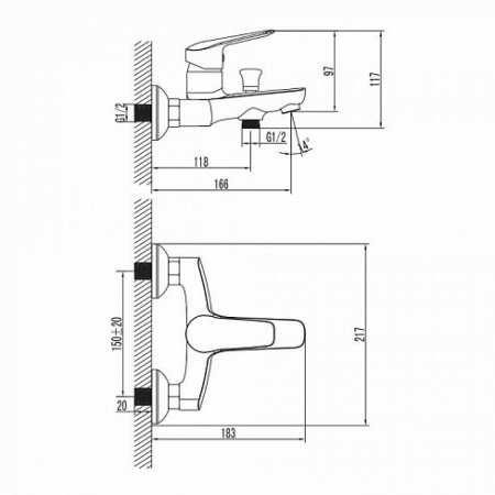 Смеситель ванны IDDIS "Torr" TORSB00i02 шар.