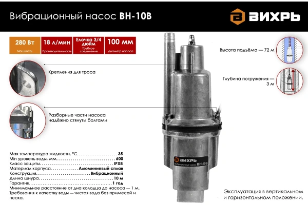 Вибрационный насос Вихрь ВН-10В