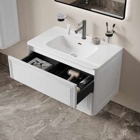 Тумба с умывальником, подвесная, 80 см, белый, Oxford Neo, ID OXN80W0i95K,