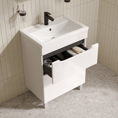 Тумба с умывальником, напольная, 60 см, белый, Ray, ID RAY60WFi95K,