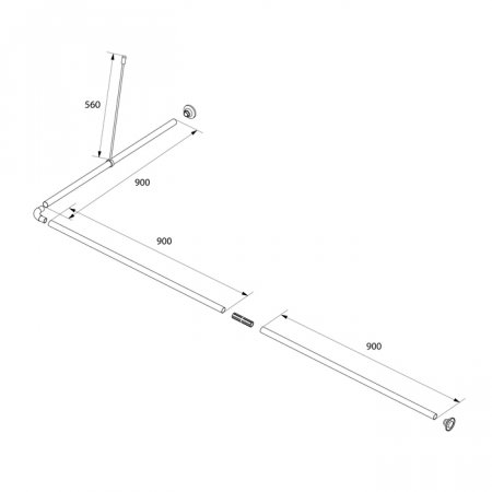 Угловой карниз для ванной комнаты, 90-180 см, глянц. хром, Elegante, ID 050A200I14,