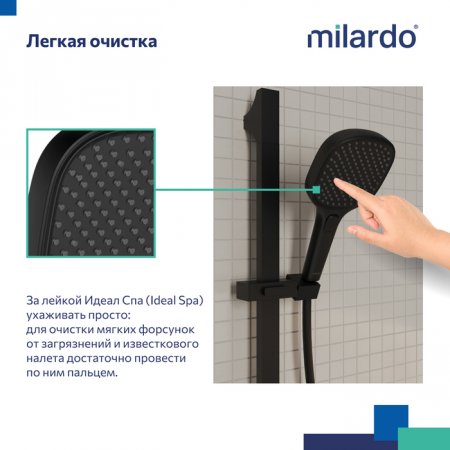 Лейка для душа, черная матовая, 3F, Ideal Spa, MI ILS3FB0M18,