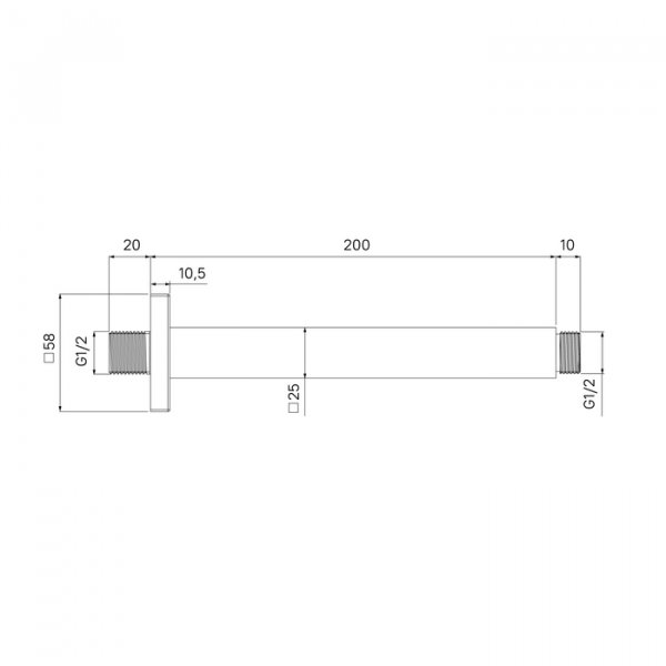 Кронштейн для верхнего душа в потолок, квадратный, хром, Optima Home, ID OPH20CSi61,