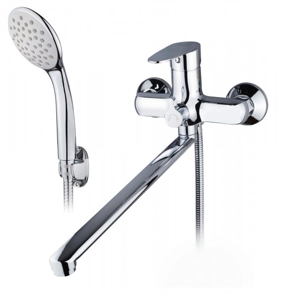 Смеситель ванна  RUSANT RV1523515-021,латунь,хром,картр.D35,излив L-обр. 35 см.