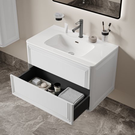 Тумба с умывальником, подвесная, 80 см, белый, Oxford Neo, ID OXN80W0i95K,