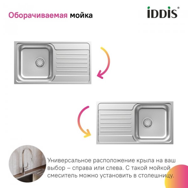 Мойка нерж. сталь "IDDIS Sound" 780*440*180 шелк, SND78SDi77
