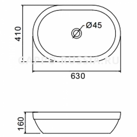 Раковина накладная "Frap GT 301" 630*410*160 мм