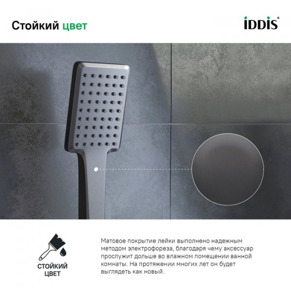 Лейка для душа, графитовая, Slide, ID SLI1F0Gi18,