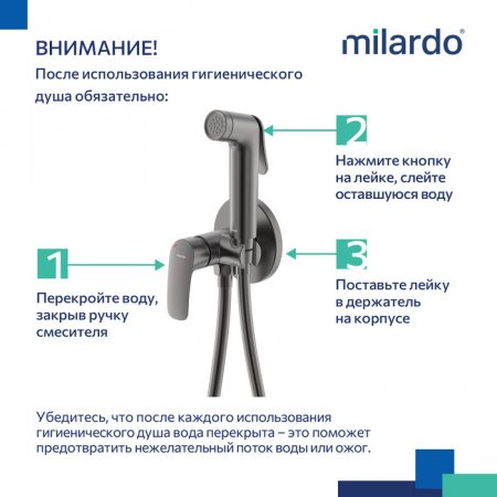 Встраиваемый смеситель с гигиеническим душем, графит, Rora, MI RORGMR0M08,