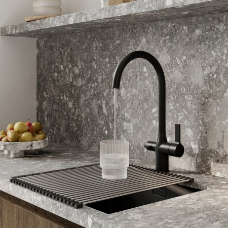 Смеситель для кухни с каналом для фильтрованной воды, черный матовый, Pure, ID PURBLFJi05,