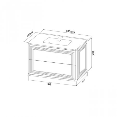 Тумба с умывальником, подвесная, 80 см, белый, Oxford Neo, ID OXN80W0i95K,