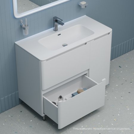 Тумба напольная, 100 см, белая, Edifice, ID EDI10WFi95,