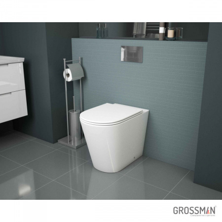 Унитаз приставной GROSSMAN GR-PR4450S с тонкой крышкой БЕЗОБОДКОВЫЙ