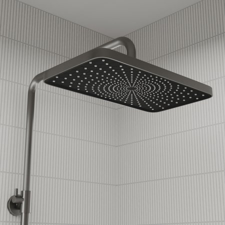 Душевая система с тропическим душем и изливом, матовый графит, Parker, ID PARGM3Fi06,