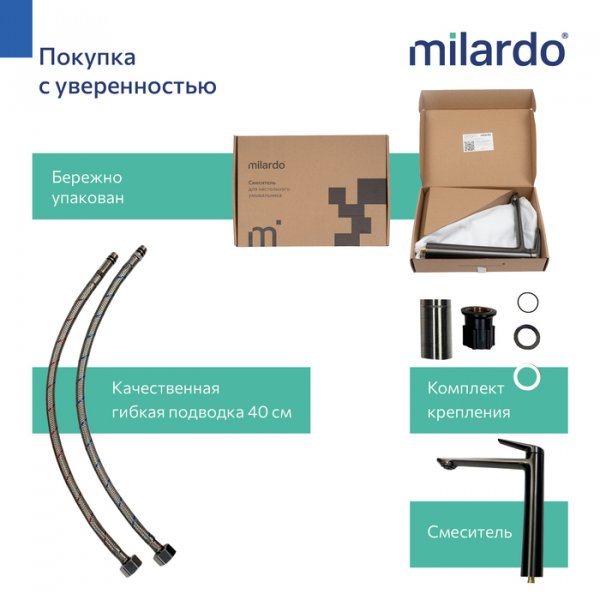 Смеситель для настольного умывальника, графит, Leap, MI LEAGM01M01,