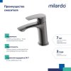 Смеситель для умывальника, графит, Rora, MI RORGM00M01,
