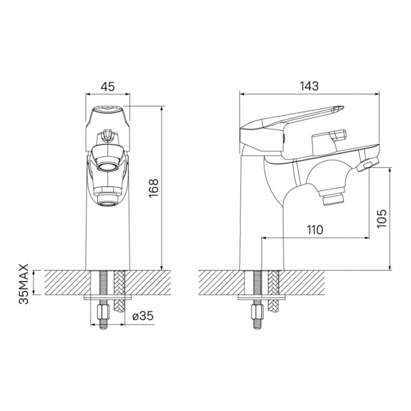 Смеситель ванны на борт IDDIS "Torr" TORSB10i07