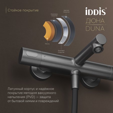 смеситель для ванны с термостатом, матовый графит, Duna, ID DUNGM02i74WA,