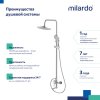 Смеситель для ванны с верхним душем, глянцевый хром, Rora, MI RORSB4FM06,
