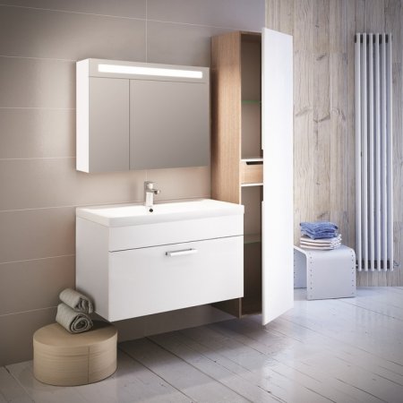 Зеркальный шкаф "IDDIS New Mirro 80" двухдверный, цвет белый арт.NMIR802i99