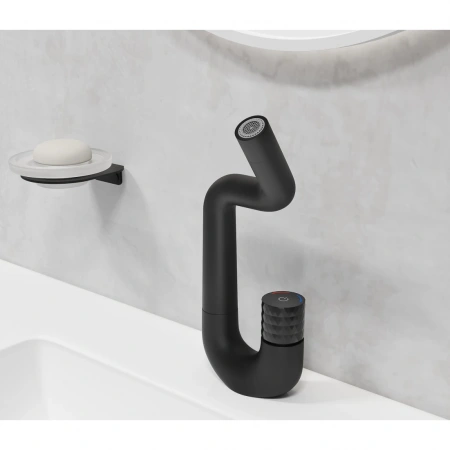 Смеситель тюльпан c управлением Push Control IDDIS "Twist" черный матовый TWIBLBTi01
