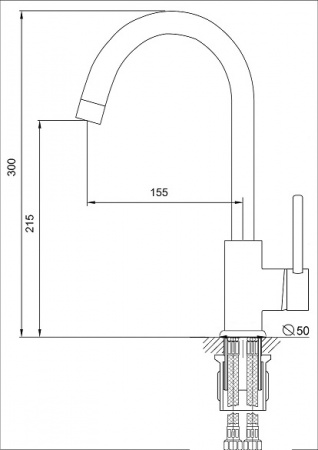 Смеситель кухня  RUSANT RK561114-0-19 ,латунь,камень т.-серый,картр.D35,гайка
