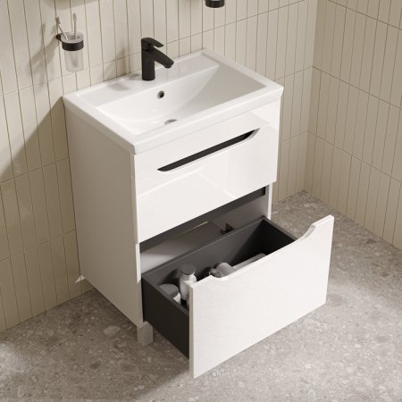Тумба с умывальником, напольная, 60 см, белый, Ray, ID RAY60WFi95K,