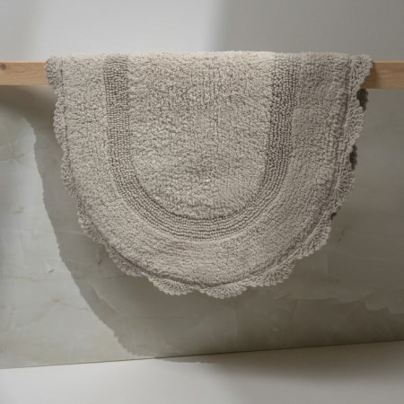Коврик для ванной комнаты, 50x80, овал, хлопок, серый, ID DSOS02Ci12,