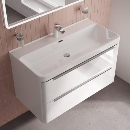 Тумба с умывальником, подвесная, 100 см, белый, Cloud X, ID CLX10W0i95K,