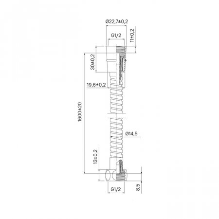 Шланг для душа, EPDM, 1,6 м, 130, MI 130S160M19,